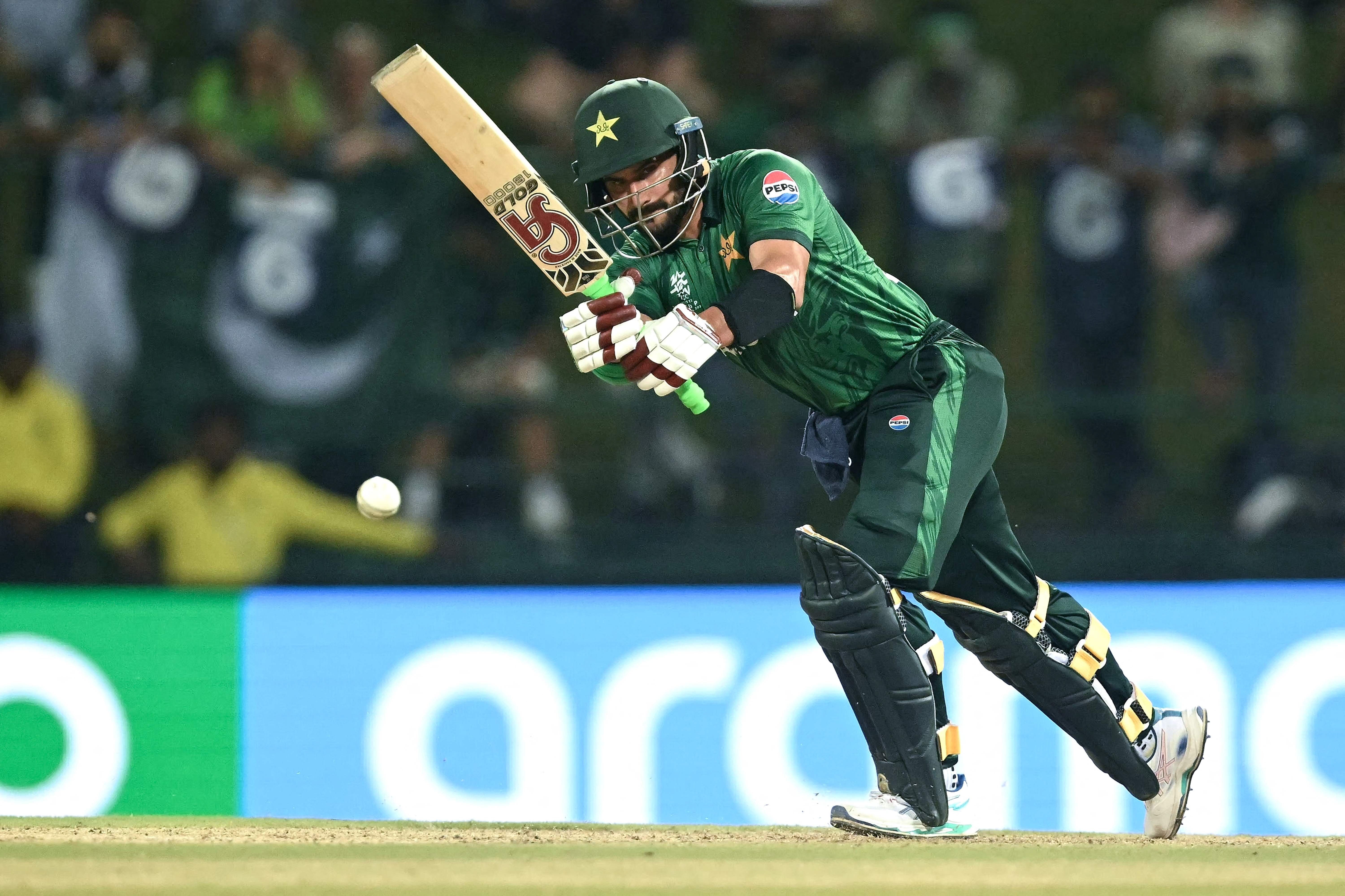Pakistan's Sahibzada Farhan plays a shot during the 2026 ICC Men's T20 Cricket World Cup Super Eights match between England and Pakistan at the Pallekele International Cricket Stadium in Kandy on February 24, 2026. Photo: AFP
