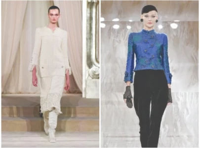 black velvet at armani muted tweed at chanel