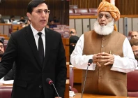 a collage shows pti chairman barrister gohar ali khan and jui f chief maulana fazlur rehman facebook file