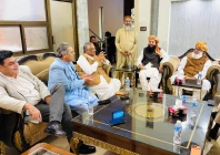jui f chief maulana fazlur rehman meets senior journalists at his lahore residence to discuss regional and domestic political developments photo express