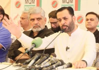 federal health minister mustafa kamal conducting a press conference at the mqm p headquarters in bahadurabad karachi on september 19 2026 photo express