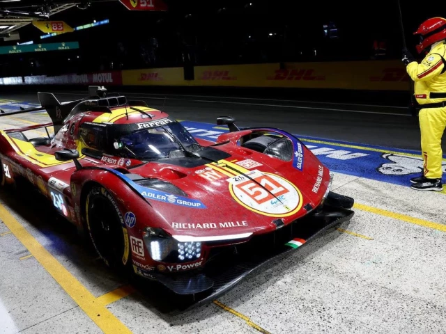 the 24 hours of le mans   circuit de la sarthe le mans france   june 15 2025 ferrari af corse s alessandro pier guidi james calado and antonio giovinazzi during the 24 hours of le mans photo reuters the 24 hours of le mans   circuit de la sarthe le mans france   june 15 2025 ferrari af corse s alessandro pier guidi james calado and antonio giovinazzi during the 24 hours of le mans photo reuters