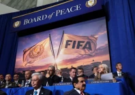 a screen displays an image of fifa and board of peace flags during inaugural board of peace meeting in washington dc on february 19 2026 photo reuters a screen displays an image of fifa and board of peace flags during inaugural board of peace meeting in washington dc on february 19 2026 photo reuters