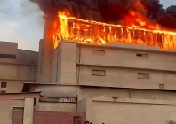 a fire broke out on the roof of a factory located in phase 2 of the site super highway industrial area ahsanabad in karachi photo express