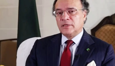 finance minister senator mohammad aurangzeb during an interview with voa screengrab