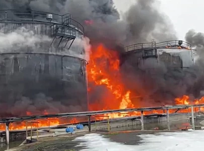 drone strike sparks oil depot fires in russia s rostov region drone strike sparks oil depot fires in russia s rostov region