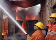 firefighters at work quelling the landhi fire january 26 karachi photo the express tribune