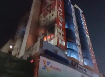 fire rescue teams dispatched after flames reported at mobile market in karachi s saddar
