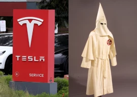 tesla logo goes viral amid claims of kkk resemblance following kanye west controversy tesla logo goes viral amid claims of kkk resemblance following kanye west controversy