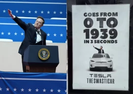 elon musk mocked in fake tesla swasticar ad featuring nazi salute elon musk mocked in fake tesla swasticar ad featuring nazi salute