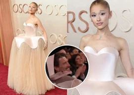 ariana grande s 190 000 crystal defying gravity dress at the 2025 oscars doubles as a phone stand ariana grande s 190 000 crystal defying gravity dress at the 2025 oscars doubles as a phone stand