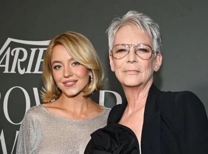 jamie lee curtis has cheeky reaction to sydney sweeney s sheer dress at variety power of women event
