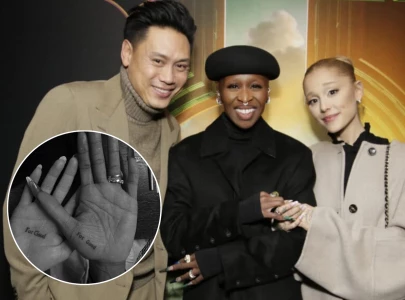 ariana grande flaunts matching tattoo with cynthia erivo ahead of wicked for good release ariana grande flaunts matching tattoo with cynthia erivo ahead of wicked for good release