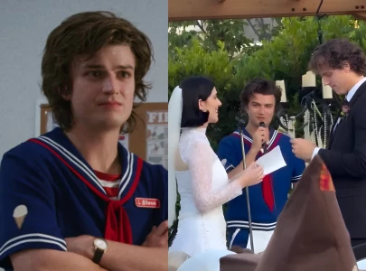 joe keery explains why he officiated friend s wedding in steve harrington s scoops ahoy uniform joe keery explains why he officiated friend s wedding in steve harrington s scoops ahoy uniform