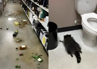 raccoon goes on drunken rampage in virginia liquor store before passing out on bathroom floor