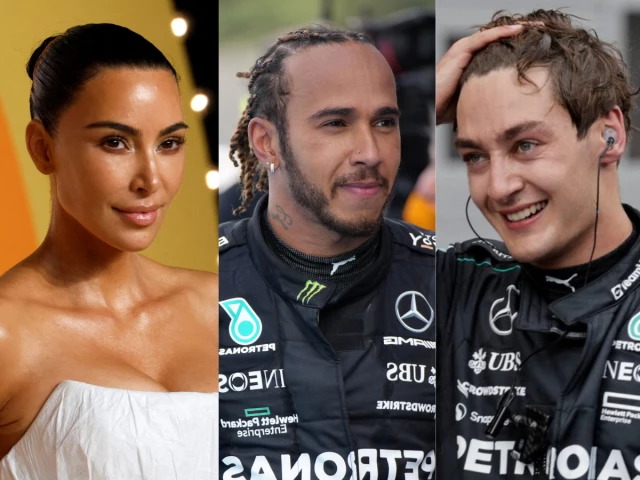 Lewis Hamilton brushes off George Russell's joke about Kim Kardashian amid romance rumours