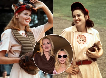 madonna and geena davis have a league of their own reunion backstage at coachella