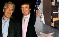 protesters add epstein files display to donald trump s hollywood walk of fame star
