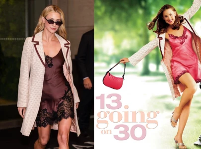 lili reinhart wears jennifer garner s iconic 13 going on 30 coat for 30th birthday in nyc