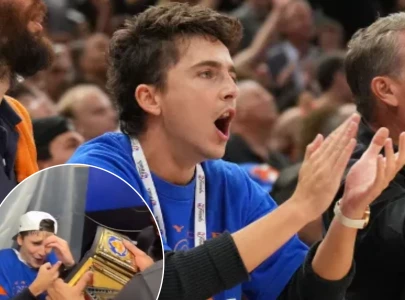 timoth e chalamet celebrates knicks nba title in locker room after historic win way rather this than oscars