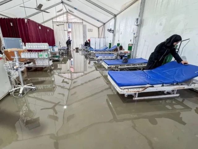 a field hospital is flooded following heavy rains in khan younis in the southern gaza strip photo reuters