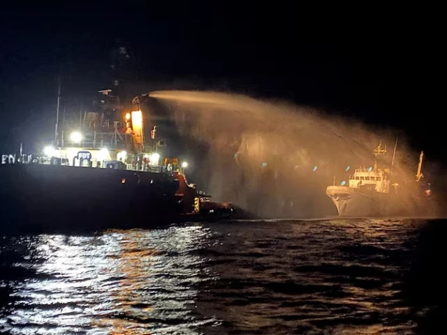 a tug vessel puts out a fire on the gaza freedom flotilla vessel conscience outside maltese territorial waters in this handout picture provided by malta goverment department of information may 2 2025 reuters a tug vessel puts out a fire on the gaza freedom flotilla vessel conscience outside maltese territorial waters in this handout picture provided by malta goverment department of information may 2 2025 reuters