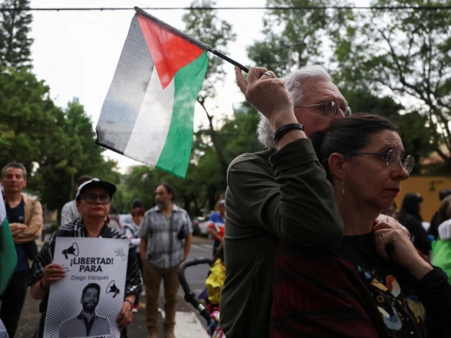 people take part in a protest demanding the release of detained gaza flotilla activists among them several mexicans outside the israeli embassy in mexico city mexico may 20 2026 reuters people take part in a protest demanding the release of detained gaza flotilla activists among them several mexicans outside the israeli embassy in mexico city mexico may 20 2026 reuters