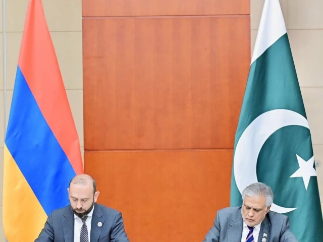 foreign minister mohammad ishaq dar and his armenian counterpart ararat mirzoyan sign joint communiqu on the sidelines of the 25th sco summit in tianjin china photo x foreign minister mohammad ishaq dar and his armenian counterpart ararat mirzoyan sign joint communiqu on the sidelines of the 25th sco summit in tianjin china photo x