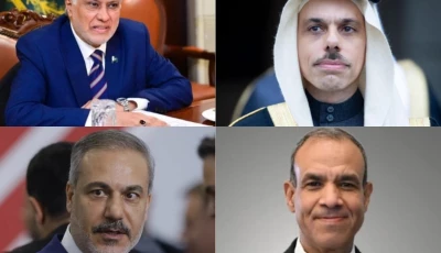 foreign minister ishaq dar clockwise upper left prince faisal bin farhan al saud of saudi arabia hakan fidan of turkiye and dr badr abdelatty of egypt photos file