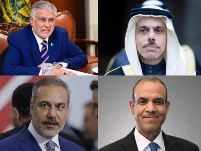 foreign minister ishaq dar clockwise upper left prince faisal bin farhan al saud of saudi arabia hakan fidan of turkiye and dr badr abdelatty of egypt photos file foreign minister ishaq dar clockwise upper left prince faisal bin farhan al saud of saudi arabia hakan fidan of turkiye and dr badr abdelatty of egypt photos file