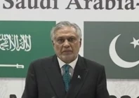 foreign minister ishaq dar talking to media in islamabad on march 29 screengrab