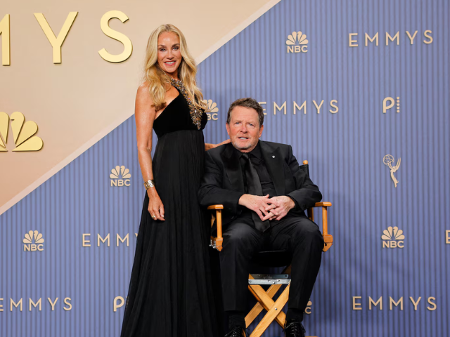 Michael J. Fox and Tracy Pollan at the Emmys. PHOTO: Reuters