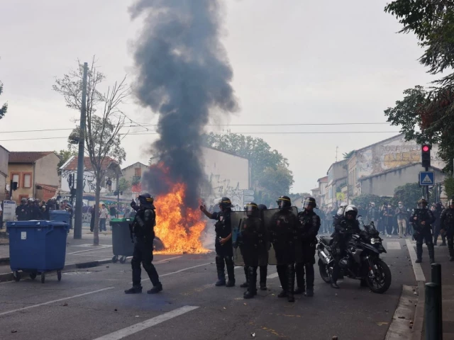 french crs riot police stand in position amid clashes during a protest by high school students outside the lycee deodat de severac high school in toulouse france october 2 2026 photo reuters french crs riot police stand in position amid clashes during a protest by high school students outside the lycee deodat de severac high school in toulouse france october 2 2026 photo reuters