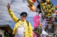 czech sculptor irena sedlecka s statue of freddie mercury was adorned with flowers and balloons to mark his 80th birthday photo afp