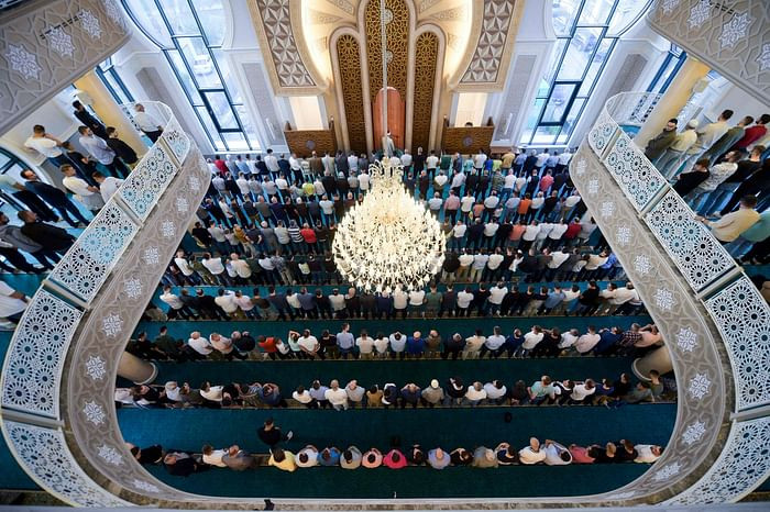 Muslim believers pray at a mosque near Pristina, Kosovo,on July 20, 2021, during the sacrificial Eidul Azha. PHOTO: AFP