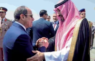 egyptian president abdel fattah al sisi shakes hands with saudi crown prince mohammed bin salman during a welcoming ceremony at cairo s international airport photo afp