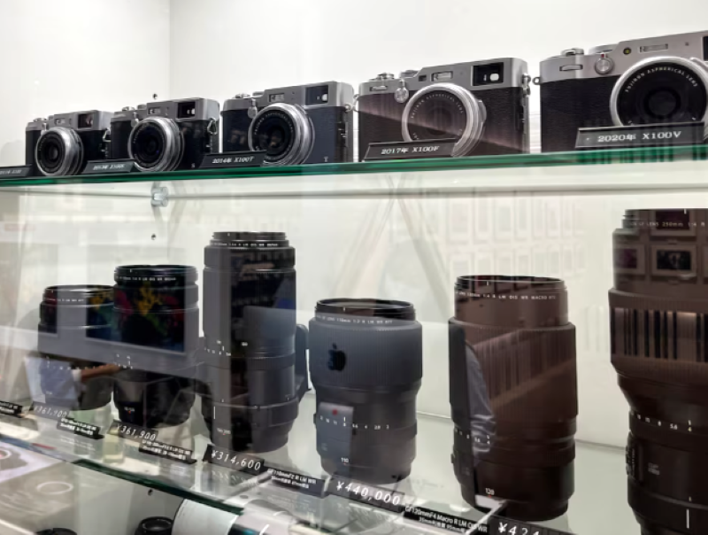 cameras and lenses are displayed at fujifilm holdings headquarters in tokyo japan june 7 2024 photo reuters