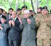 president asif zardari pm shehbaz sharif army chief gen asim munir and others pray during the funeral of 7 year old irtaza abbas turi in islamabad photo express
