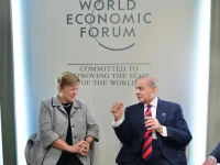 a meeting with prime minister shehbaz sharif and imf managing director kristalina georgieva at the world economic forum meeting in davos switzerland on wednesday ptv news