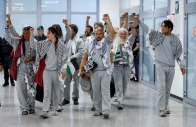 italian activists from the gaza bound global sumud flotilla detained by israeli forces after their vessels were intercepted in international waters in the mediterranean gesture upon arrival at fiumicino airport in fiumicino italy may 21 2026 reuters