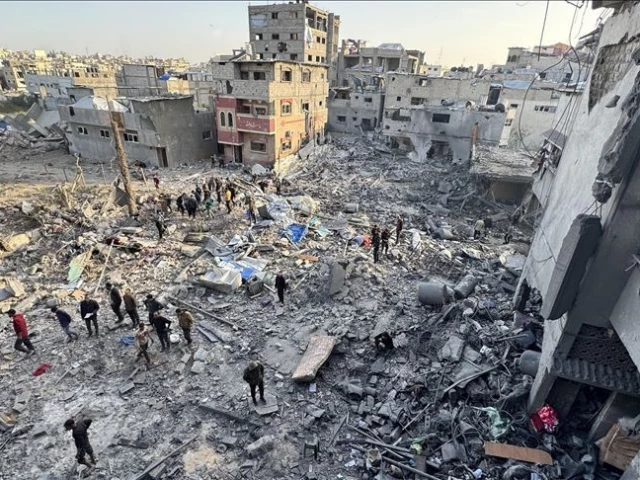 an aerial view of the destroyed area of gaza photo anadolu an aerial view of the destroyed area of gaza photo anadolu