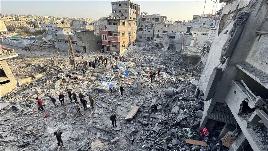 an aerial view of the destroyed area of gaza photo anadolu an aerial view of the destroyed area of gaza photo anadolu
