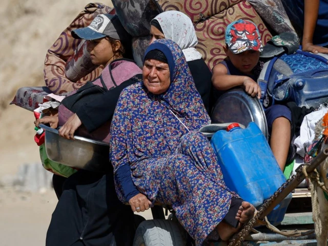 displaced palestinians fleeing northern gaza due to an israeli military operation ride a vehicle pulled by an animal as they move southwards following israeli forces orders to leave gaza city in the central gaza strip october 3 2025 photo reuters