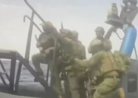 an israeli naval boat intercepts the global sumud flotilla en route to gaza in an attempt to deliver aid at sea may 18 2026 in this screengrab taken from a handout video global sumud flotilla handout via reuters