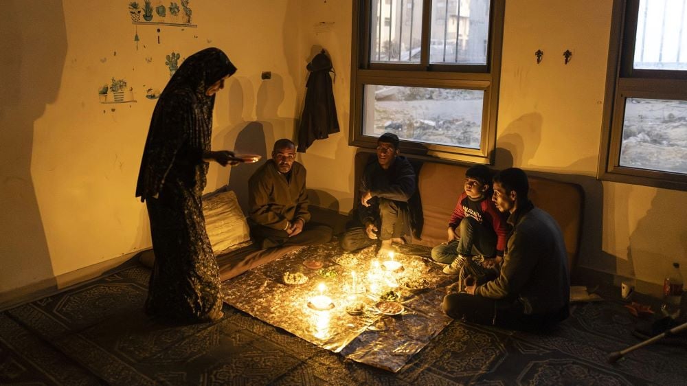 palestinians spend their time under hard conditions during the holy month of ramadan at an institution for the disabled after their house is destroyed during an israeli attack photo anadolu