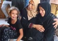 mourners react at the funeral of palestinians killed in an israeli strike on saturday according to medics at nasser hospital in khan younis southern gaza strip october 5 2025 photo reuters