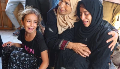 mourners react at the funeral of palestinians killed in an israeli strike on saturday according to medics at nasser hospital in khan younis southern gaza strip october 5 2025 photo reuters