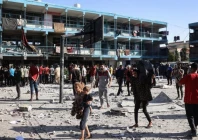 an israeli air strike wednesday hit a central gaza school killing 14 people photo reuters