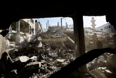 a palestinian man inspects the site of an israeli strike on a house whose residents were warned to evacuate before the attack in zawayda central gaza strip june 5 2026 photo reuters