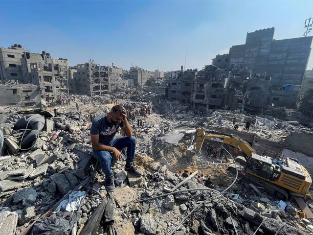 a man reacts as palestinians search for casualties a day after israeli strikes on houses in jabalia refugee camp in the northern gaza strip november 1 photo reuters a man reacts as palestinians search for casualties a day after israeli strikes on houses in jabalia refugee camp in the northern gaza strip november 1 photo reuters